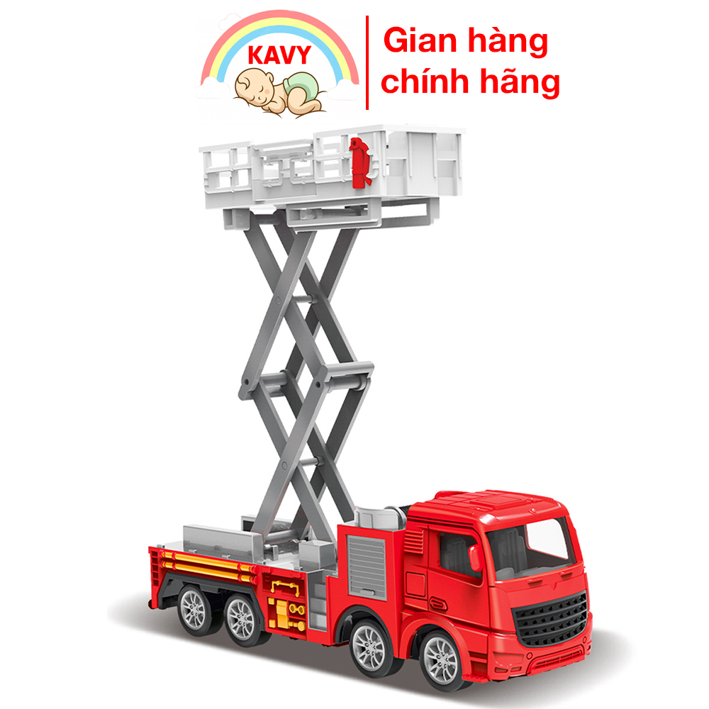Đồ chơi cho bé xe mô hình cứu hỏa thang nâng hợp kim sắt và nhựa, chi tiêt sắc sảo, có thể trang trí - KAVY