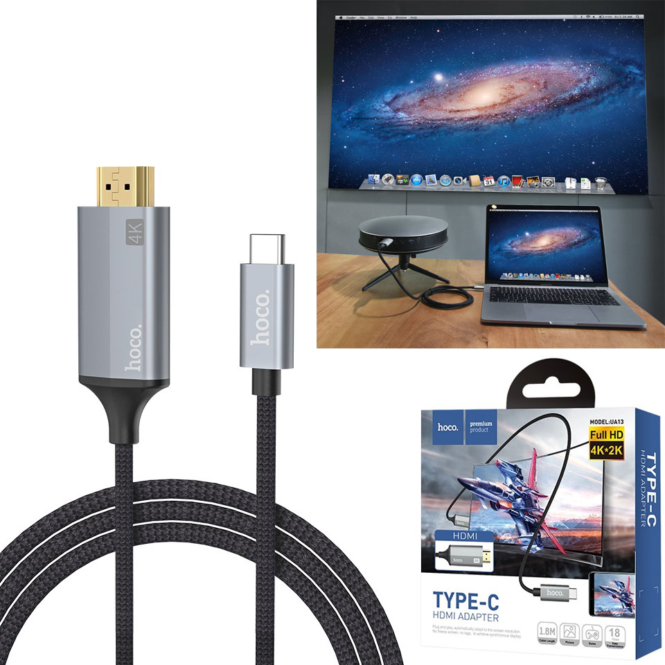 Cáp chuyển đổi type c sang hdmi hoco ua13 công nghệ 4k