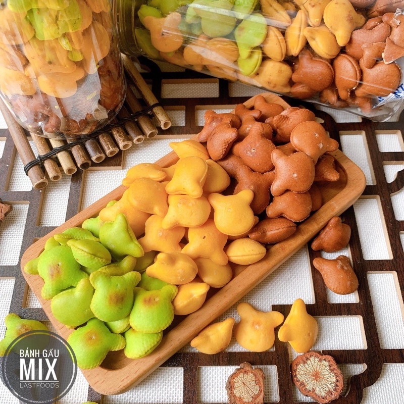 Túi 500gr bánh gấu mi 3 vị nhân socola, nhân kem, nhân dứa thơm ngon bổ dưỡng