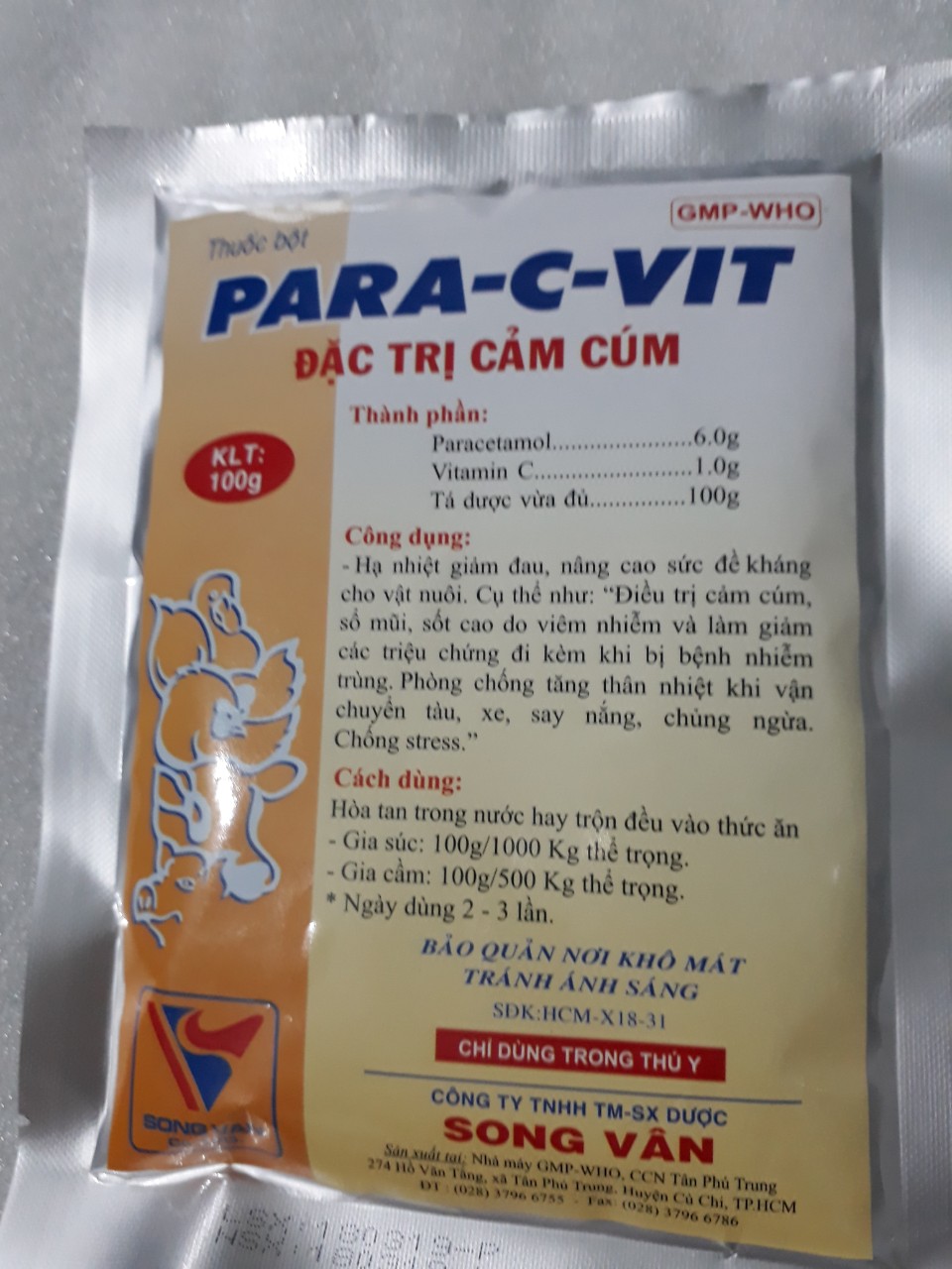 PARA-C-VIT ĐẶC TRỊ CẢM CÚM GÀ VỊT, CÚT