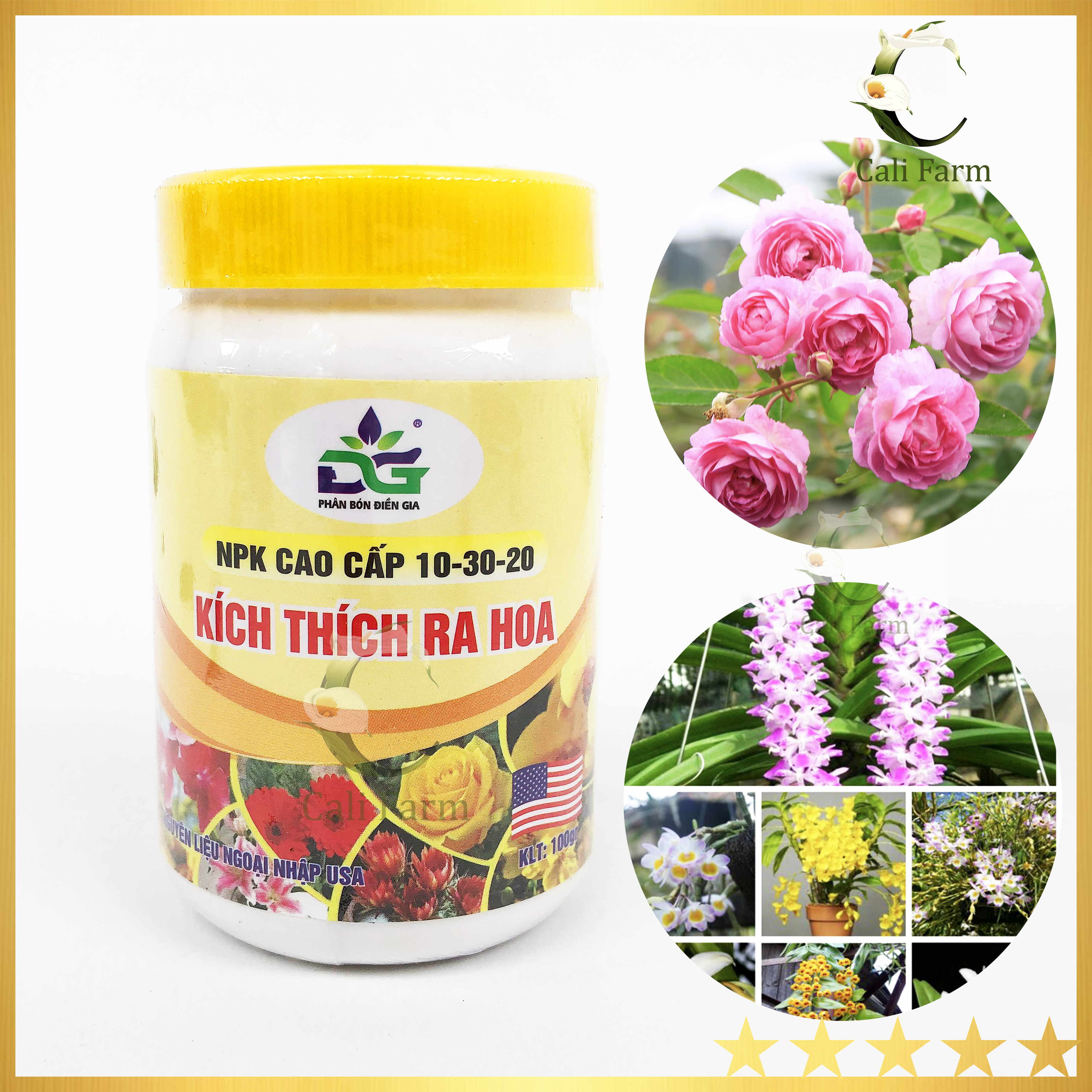 Phân bón lá Cao Cấp NPK 10-30-20 Nhập khẩu Mỹ 100g- Kích ra hoa, hoa to đẹp, lâu tàn