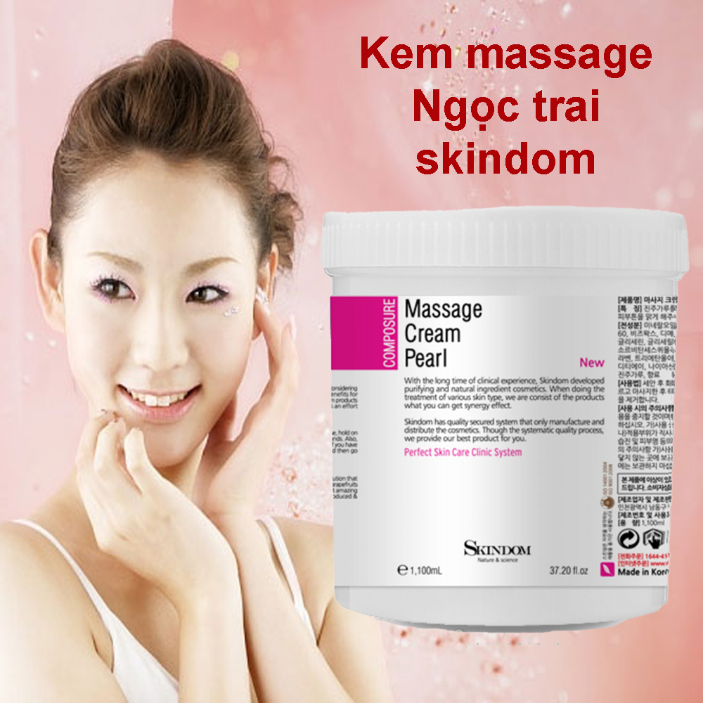 Kem Massage Ngọc Trai Skindom, Kem Trắng Da, Kem Massage Mặt Cho SPA