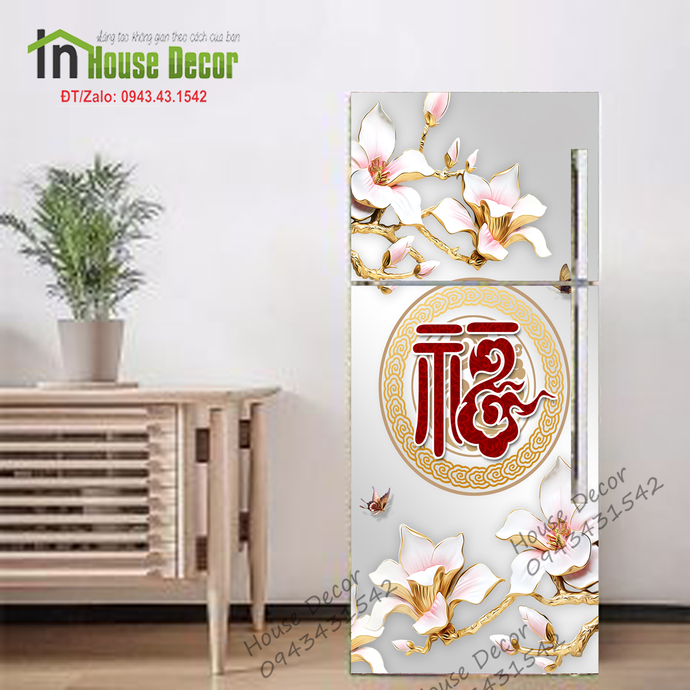 Decal trang trí tủ lạnh chống thấm cao cấp - Miếng Dán tủ lạnh, cửa kính siêu đẹp DJQ-266