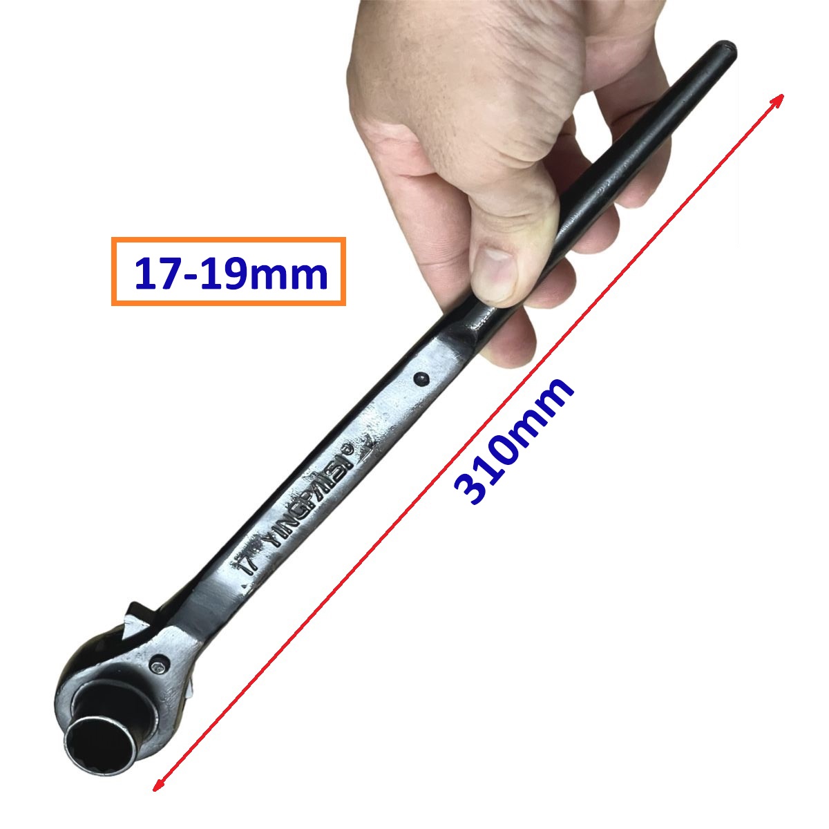 Cờ lê đuôi chuột tuýp đôi 17-19mm, dài 310mm- cờ lê giàn giáo tự động thép Cr-v cao cấp