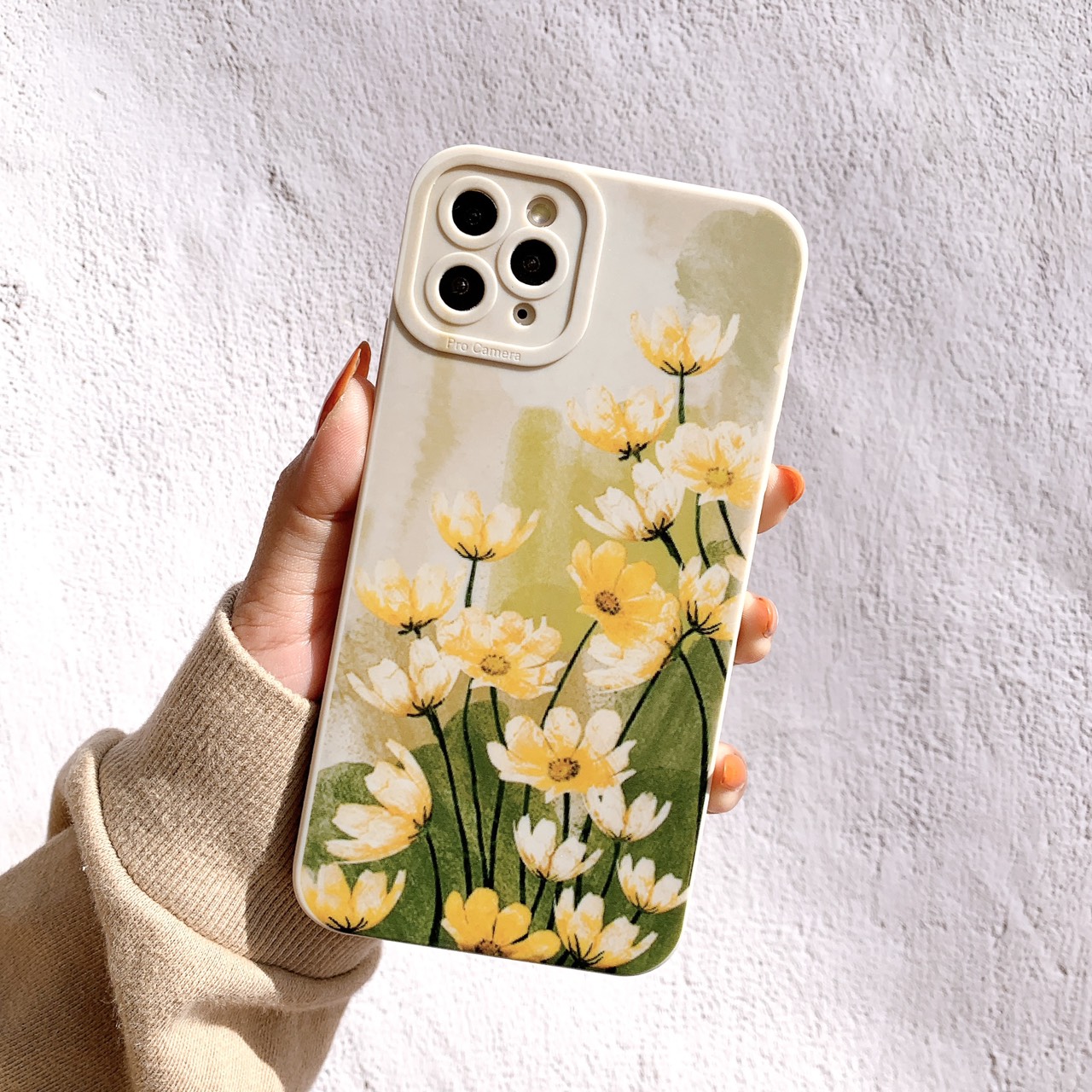 Ốp Lưng Basic Camera Nổi - Mẫu Flower Painting