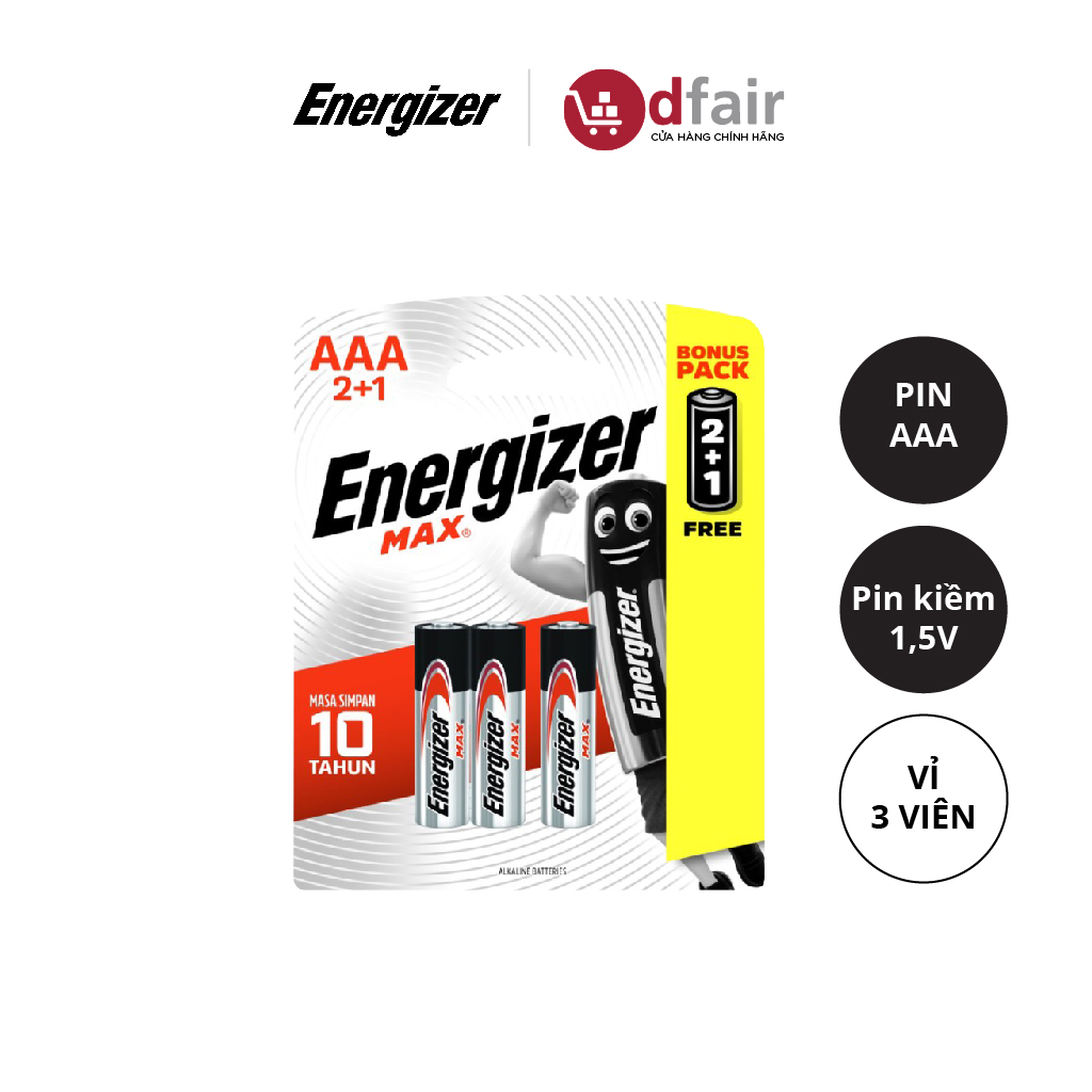 Viên pin aaa energizer max e92 bp2+1 - 100628296