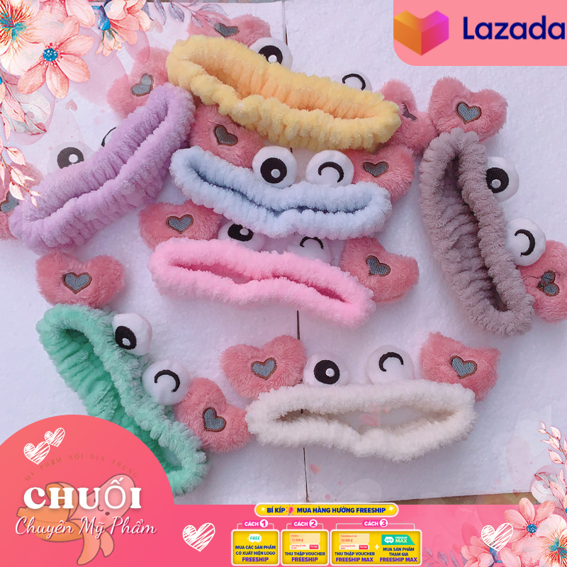 Băng Đô Bờm Tóc Cặp Mắt Trái Tim | Băng đô rửa mặt 3D bờm tóc phong cách thời trang hàn quốc hot trend | Băng đô cài tóc nơ hình thú thời trang bờm rửa mặt mềm mịn hot trend