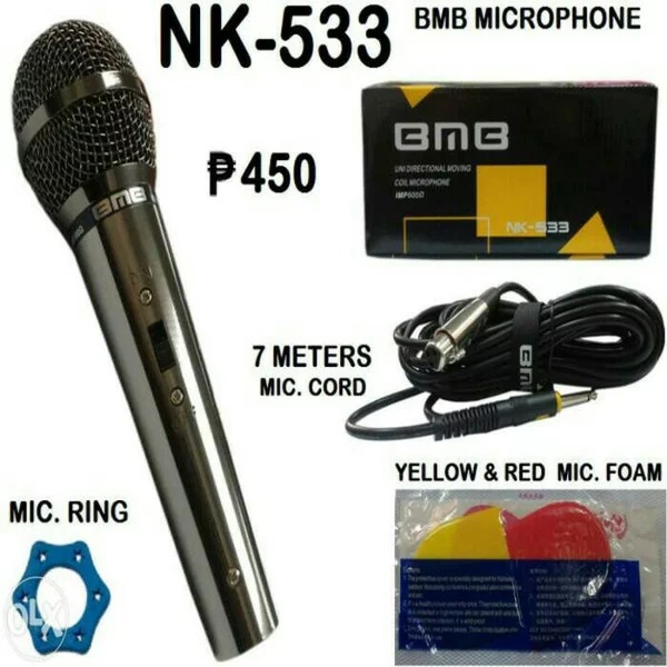 Mic karaoke có dây bmb nk-533 hàng bãi nhật - thiết kế sang trọng - chất âm dày dặn nhẹ siêu sáng - bắt âm nhạy, chống hú, chống nhiễu tốt - dây dài 6m thích hợp với tất cả loại loa karaoke bh12t