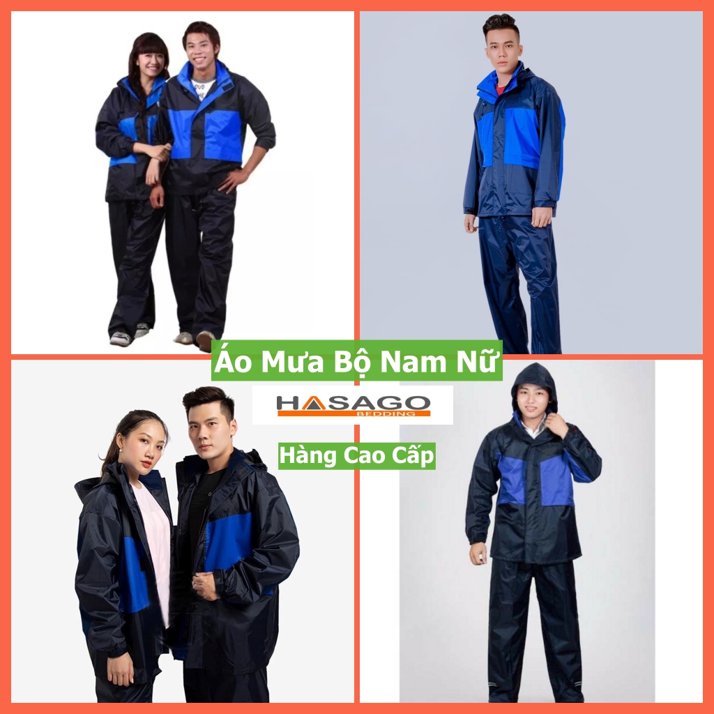 Áo mưa bộ 1 người lớn nam nữ cao cấp 2 lớp kín có mũ