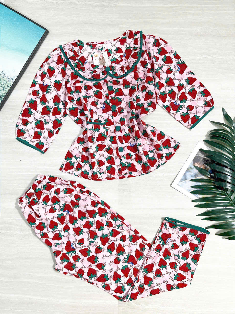 Đồ bộ dài lụa mango nữ tay phồng bộ dập ly vải mịn mát mặc hè