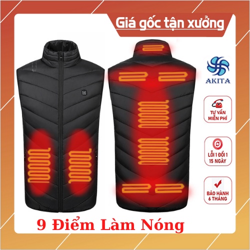 Áo sưởi ấm nhật bản 9 điểm tỏa nhiệt, bộ áo sưởi dùng sạc dự phòng, combo áo sưởi ấm và sạc dự phòng
