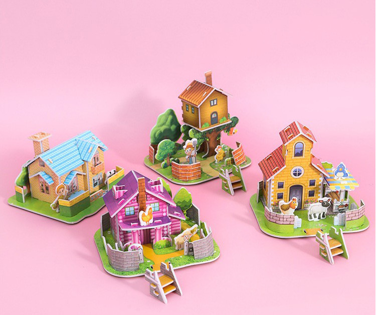 ( XẢ HÀNG GIÁ CỰC SỐC ) Xếp hình 3D Mini Cho Bé - Đồ Chơi Xếp Hình Ngôi Nhà 3D Bằng Bìa Xốp Cho Bé tự lắp ráp