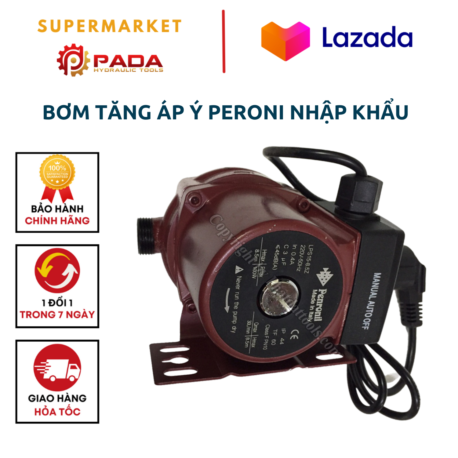Bơm tăng áp ý peroni nhập khẩu- bơm tăng áp gia đình- bảo hành 6 tháng