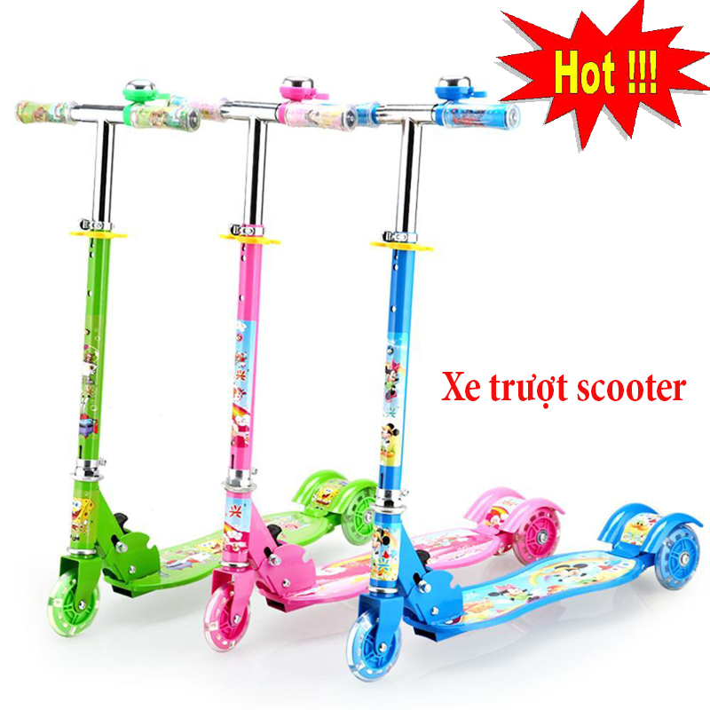 Xe Trượt 3 Bánh Scooter Full Khung Thép Không Gỉ Chịu Lực Tốt Bánh Xe Phát Sáng Cho Các Bé Từ 2 Tuổi Trở Lên Xe Trượt Thăng Bằng Cho Trẻ Xe Scooter 3 Bánh Gấp Gon