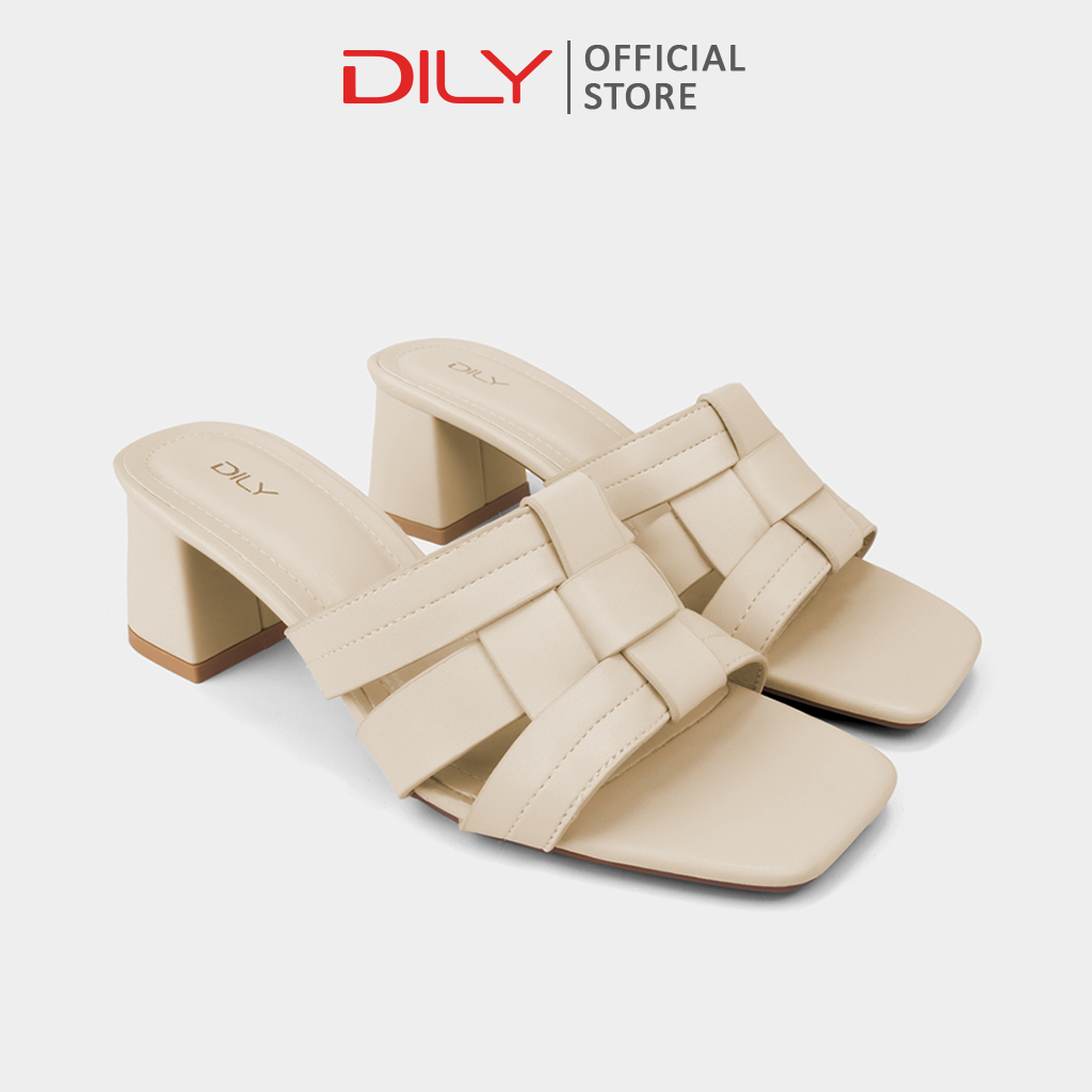 Guốc nữ đế vuông quai đan tinh tế, dép guốc nữ thời trang mũi vuông cao 5cm