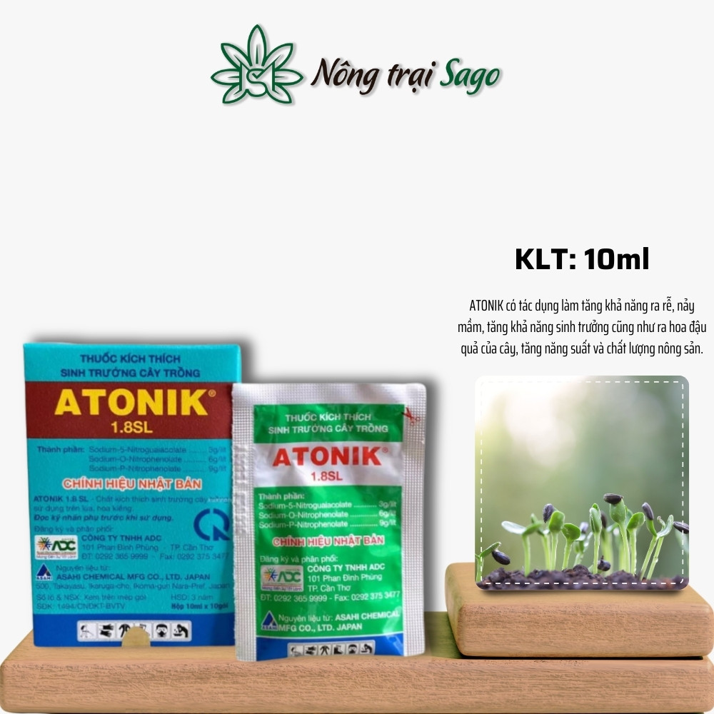 Atonik 10ml - Thuốc kích thích nảy mầm hạt giống, để giâm cành, điều hòa sinh trưởng cây trồng - Nông Trại Sago