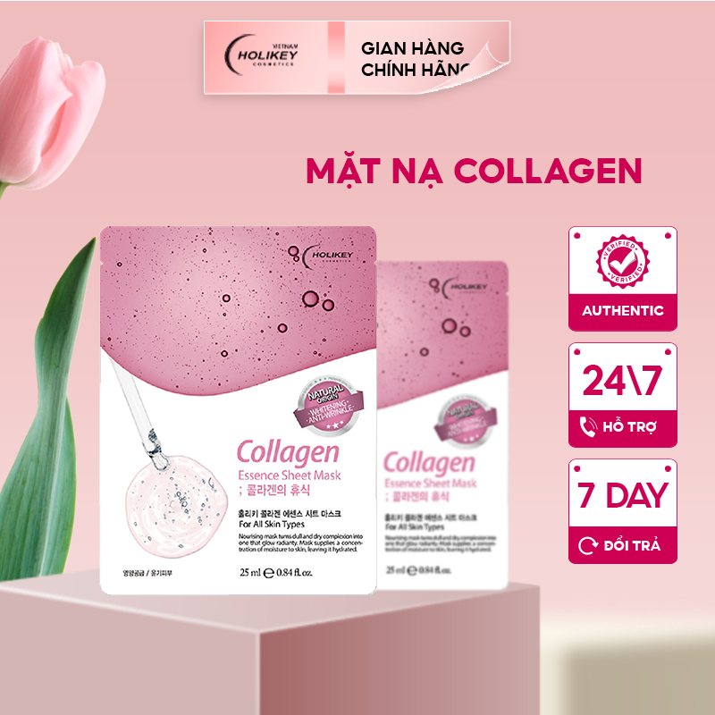 Mặt nạ collagen Holikey Collagen Essence Sheeet Mask 25ml dưỡng trắng, cấp ẩm, chống lão hóa