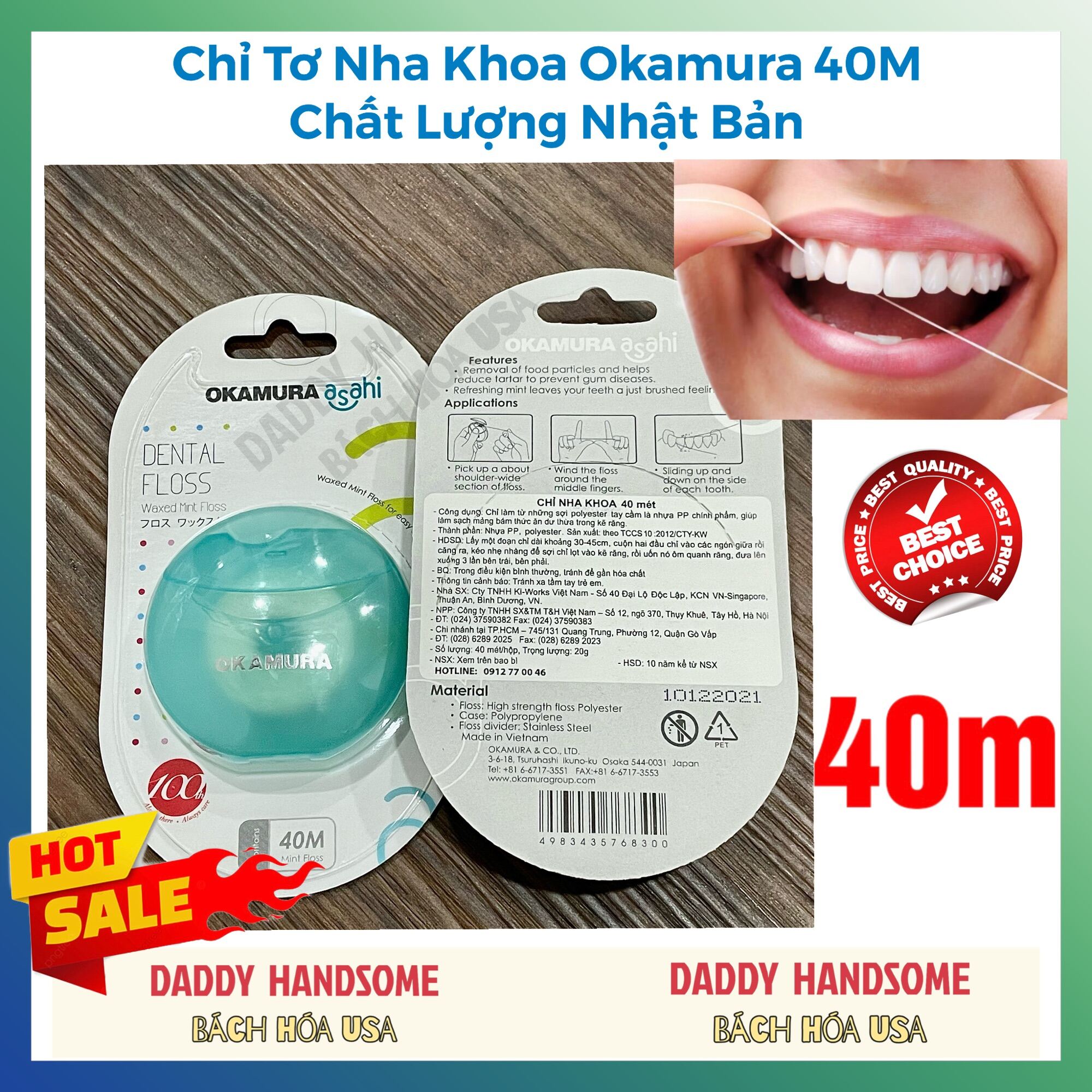 Chỉ tơ nha khoa chất lượng nhật bản okamura 40 mét