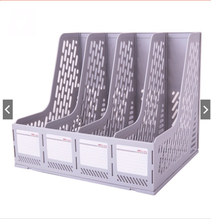 Khay tài liệu nhựa cứng 3 ngăn 4 ngăn đứng deli - e9846 - nhựa pp - ghi xám