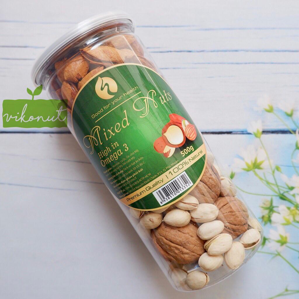 Mix hạt 4 loại Macca Óc chó Dẻ cười Hạnh nhân rang bơ