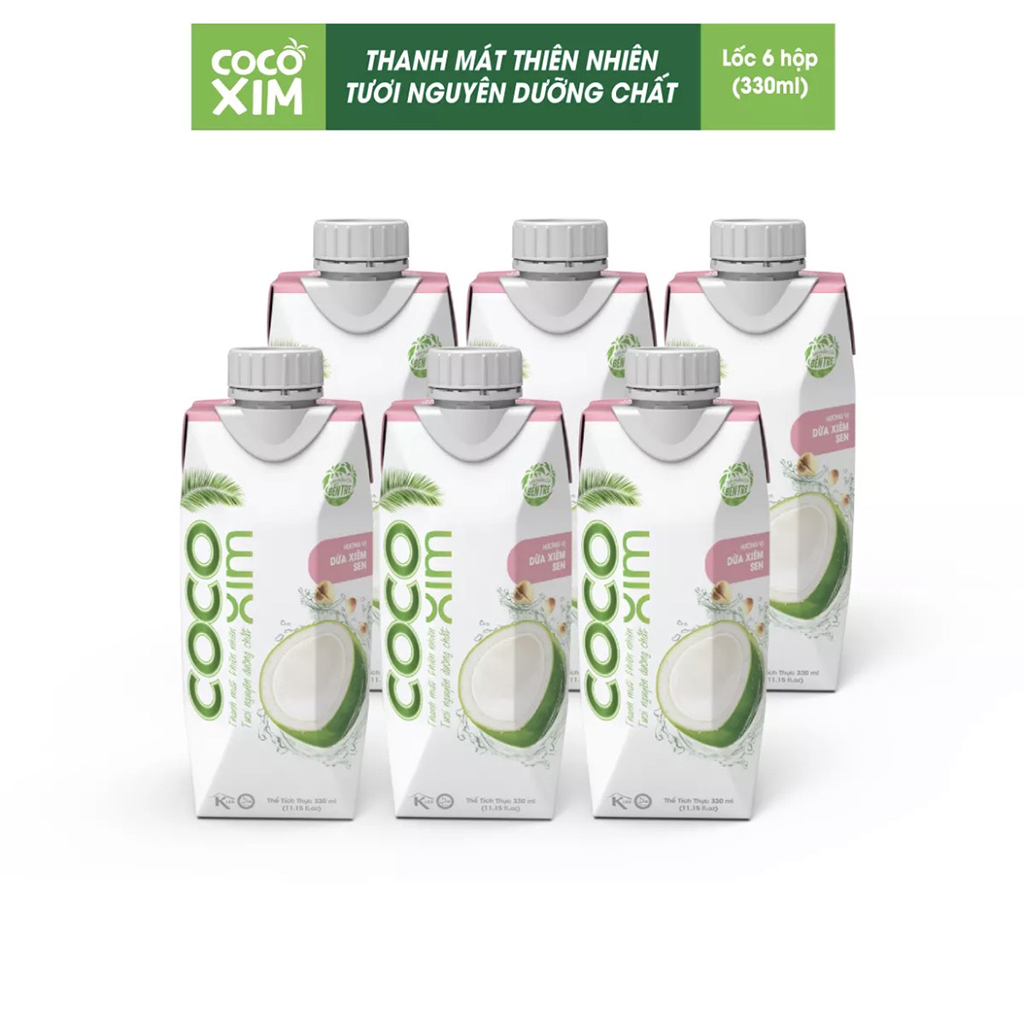 6 Hộp 330ml Nước Dừa Xiêm Sen Cooxim Đóng Hộp-PUPStore