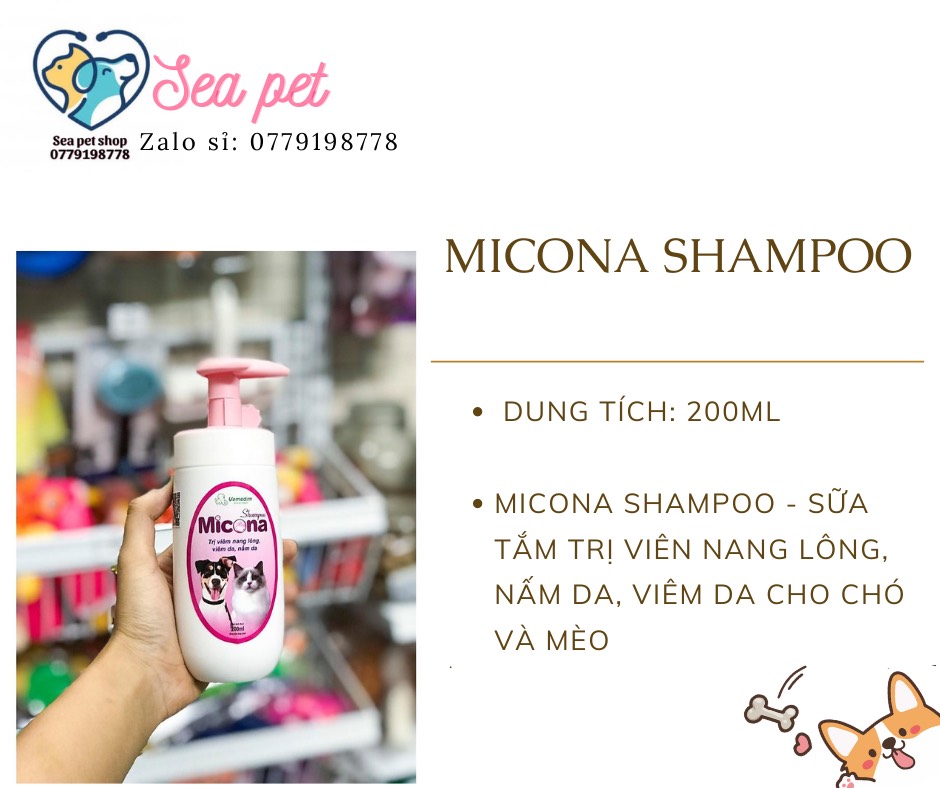 Sữa tắm trị nấm, viêm da cho chó mèo MICONA - SEA PETSHOP