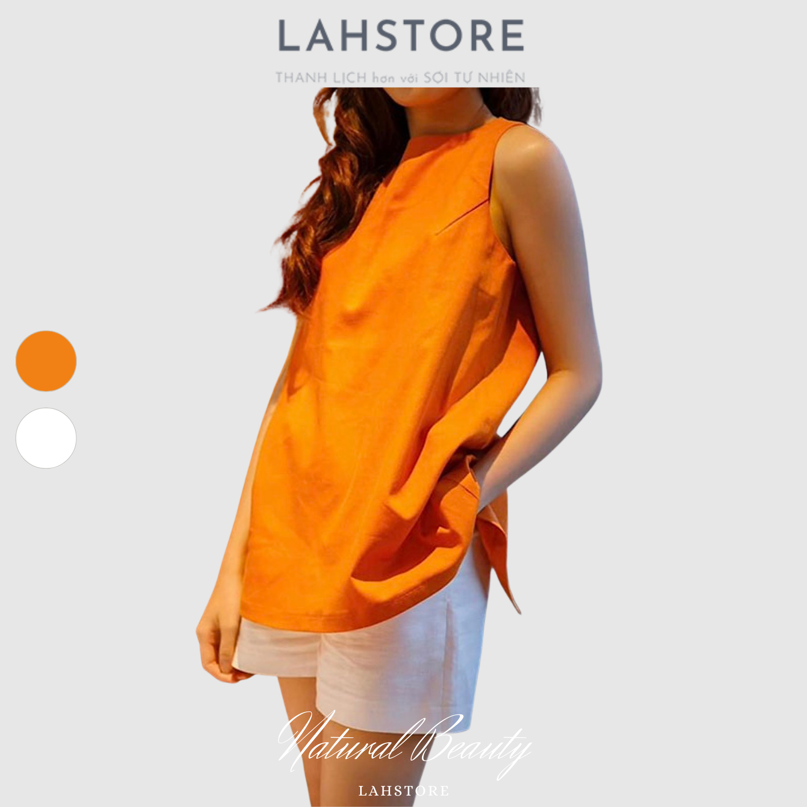 Set bộ linen nữ sát nách trẻ trung LAHSTORE chất vải linen mềm mát