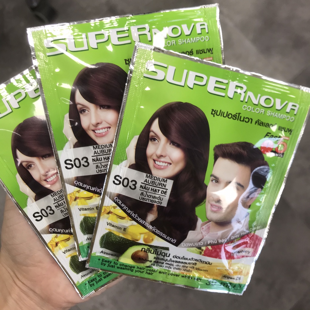 Dầu gội nhuộm tóc Super Nova Color Shampoo 30ml /Dầu gội phủ bạc - lẻ 1 gói