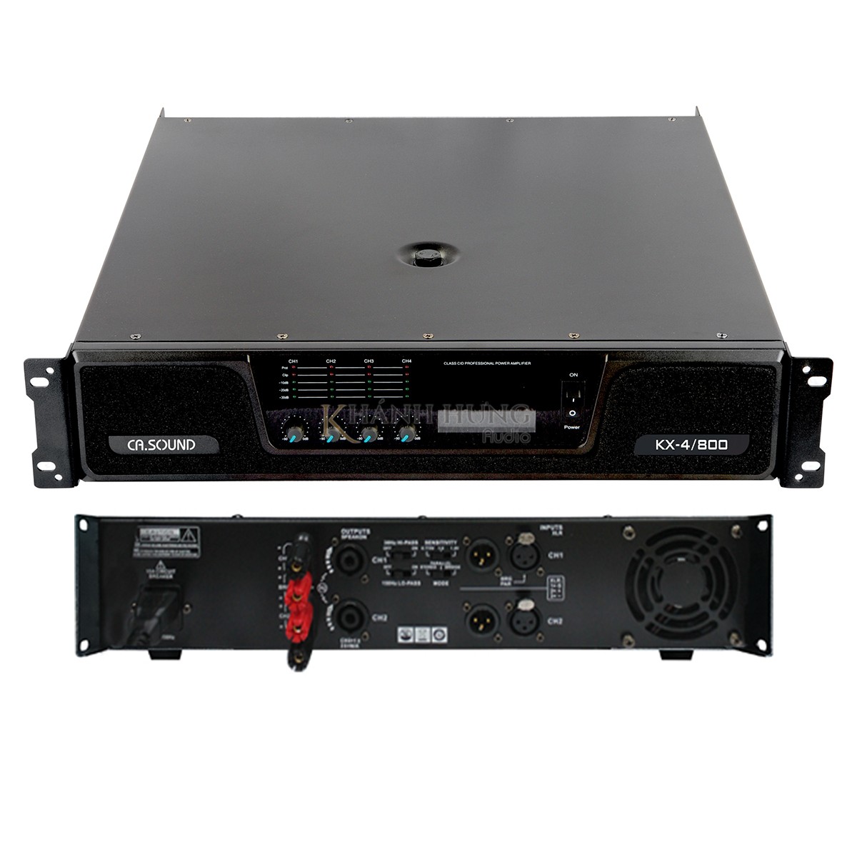 [Trả góp 0%]Đẩy Công suất 4 kênh CA SOND KX 4/800 chuẩn hãng bảo hành mạch Class H biến áp xuyến 4000W, có chế độ cầu có thể cho ra 2 kênh.