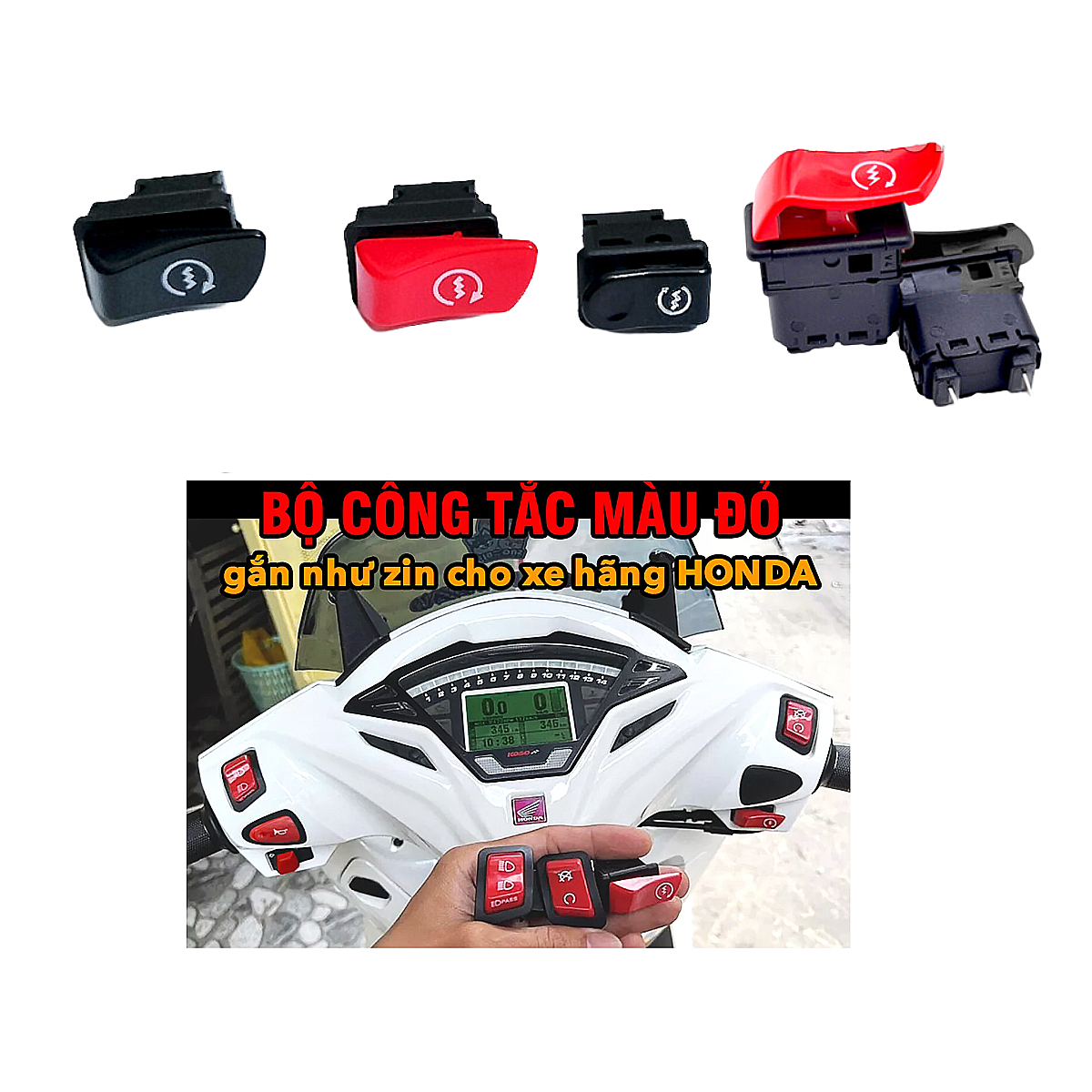 Công tắc đề, nút đề dành cho xe máy Honda, thay thế hoặc dùng làm nút passing cho mạch