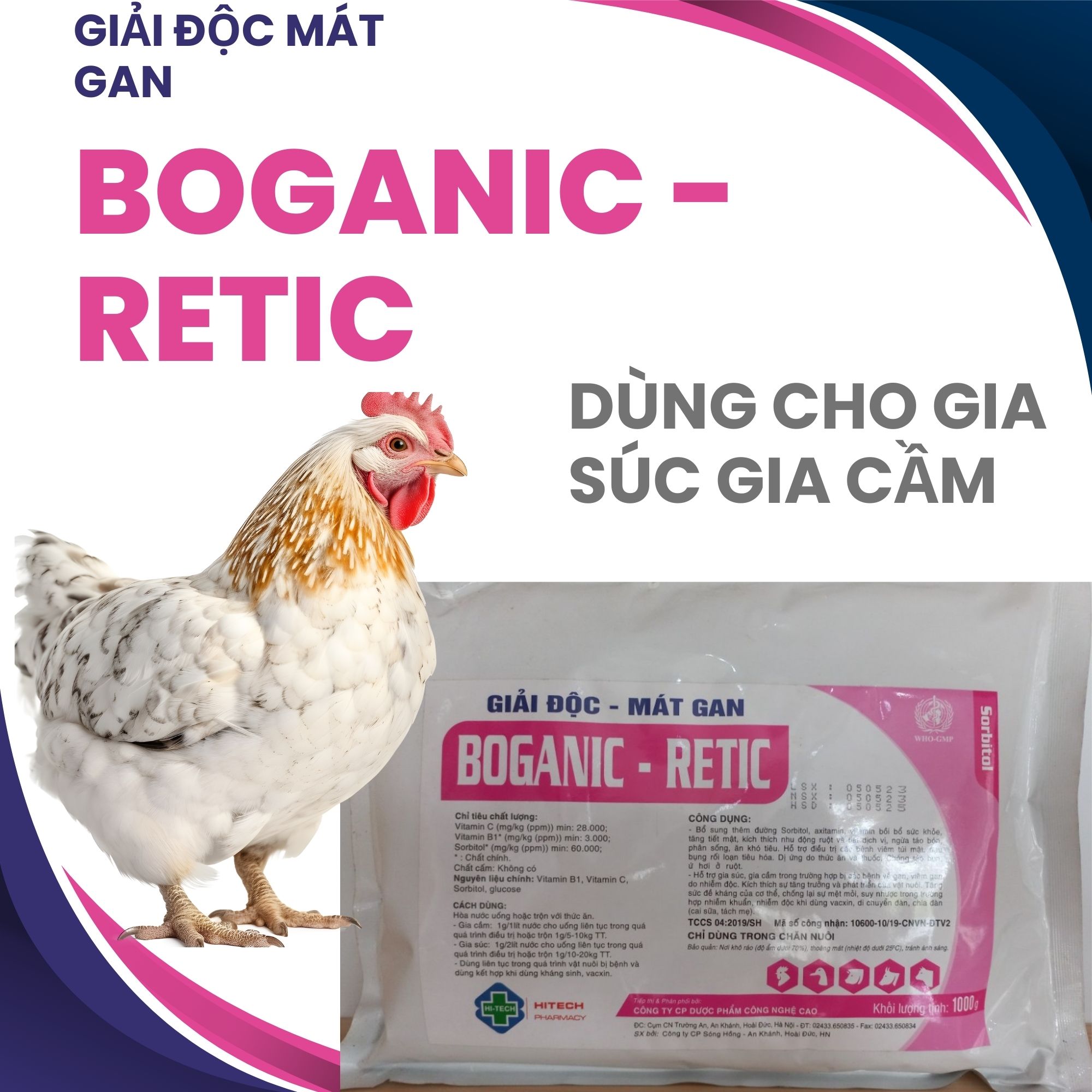 Boganic - Retic giải độc mát gan dành cho gà vịt, heo, bò,tăng cường chức năng gan