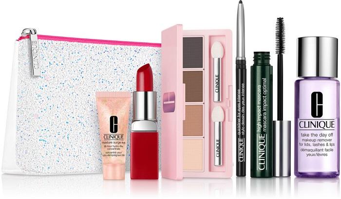 Set trang điểm dưỡng da 7 món clinique - merry & bright gift set