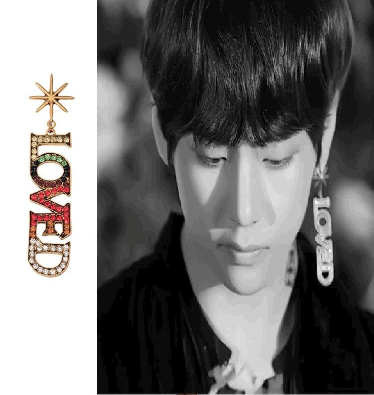 Bông tai khuyên tai V BTS chữ LOVE