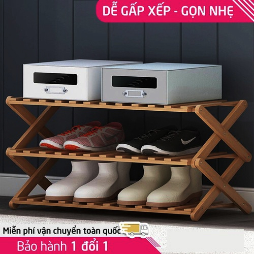 [Freeship MAX] Kệ để giày dép bằng gỗ, tủ đựng giày - Kệ để giày dép 3 tầng thông minh - Kệ giày dép nhiều tầng gỗ Keo cao cấp, giá giày gấp xếp gọn nhẹ, không cần lắp ráp