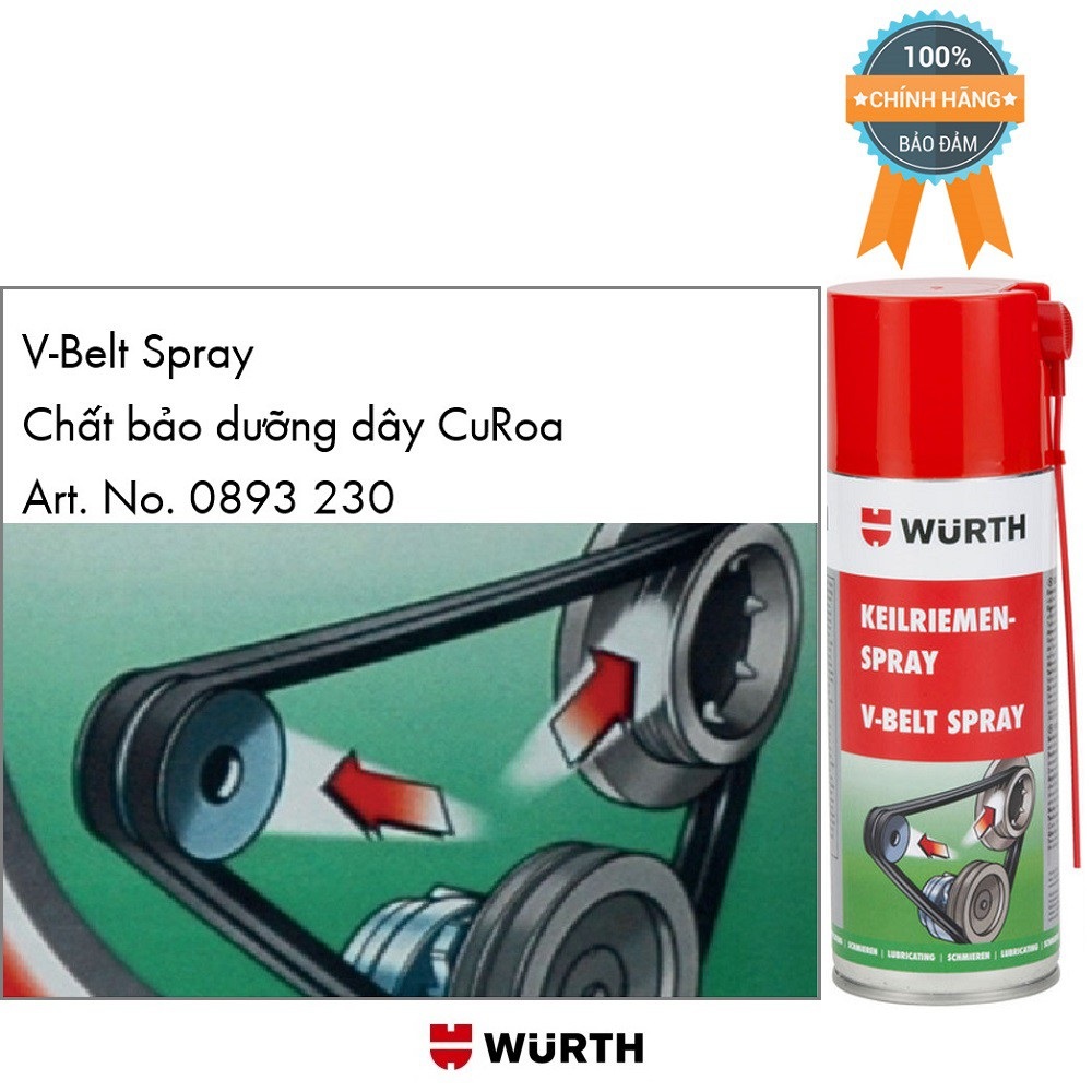 Chai xịt bảo dưỡng dây curoa v-belt pray wurth 400ml 0893230