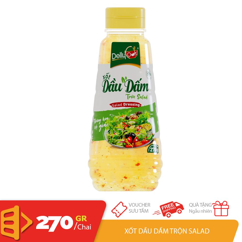 Delly Cook xốt dầu dấm trộn salad chai pet 270g