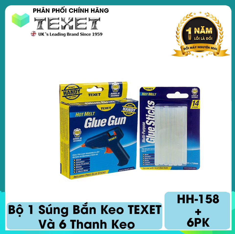 Bộ 1 súng bắn keo texet hh-158 và 6 thanh keo - hh158 + 6pk