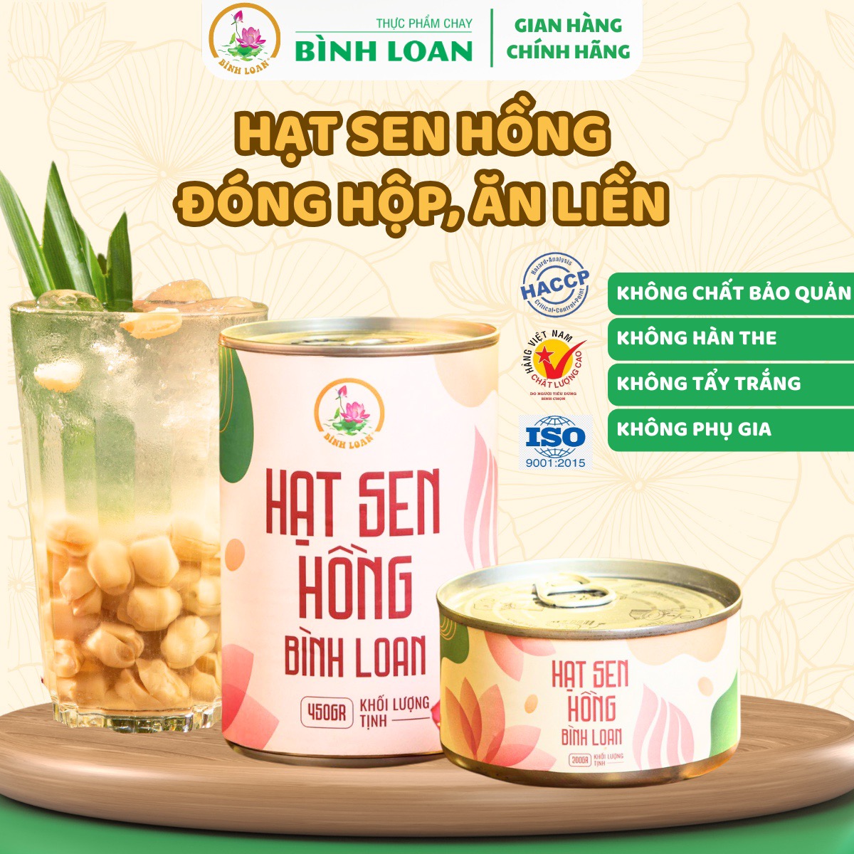 Hạt sen hồng bình loan - hạt sen - nước đường phèn bình loan