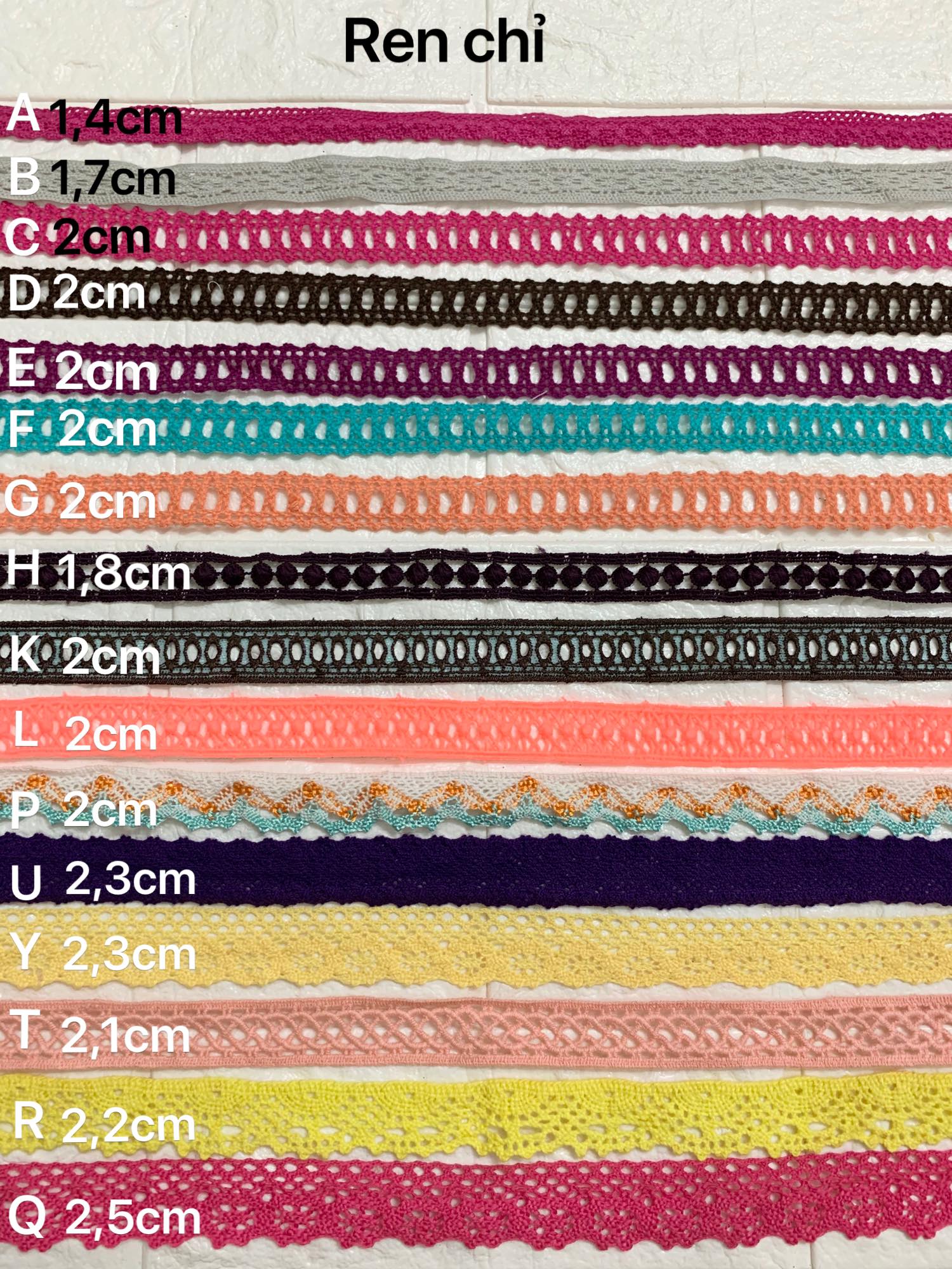 [HCM][Phụ liệu may giá rẻ] 2m Ren viền trang trí quần áo phụ kiên đồ handmade ren chỉ ren thêu nhiều màu