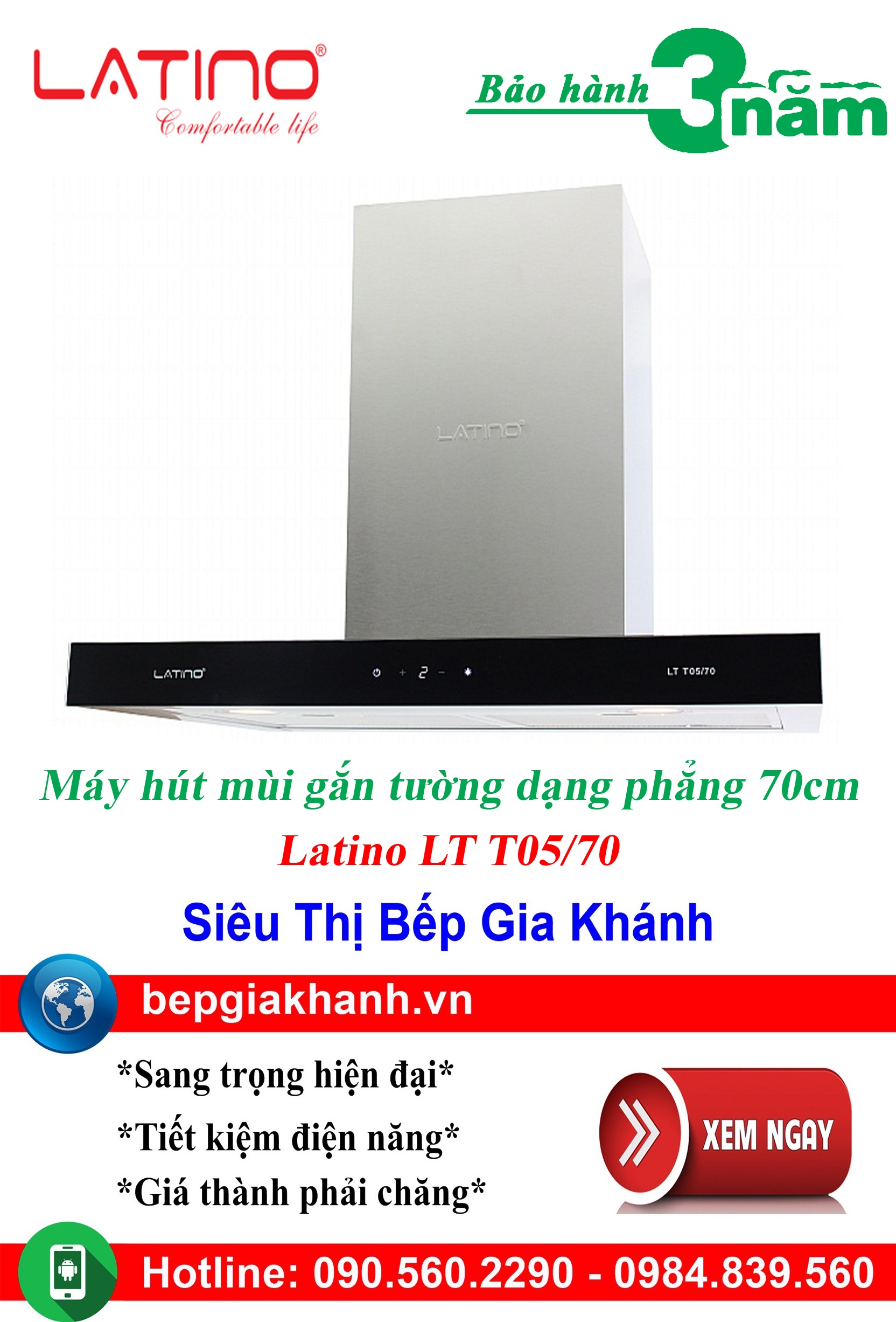 [HCM]Máy hút mùi dạng phẳng 70cm Latino LT T05/70, máy hút mùi nhà bếp, máy hút mùi bếp, máy hút mùi kính cong, máy hút mùi canzy, máy hút mùi mini, máy hút mùi âm trần, máy hút mùi electrolux, may hut mui