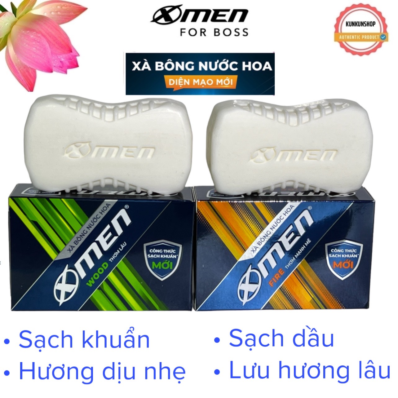 Xà bông cục XMEN Wood Sport / Fire Active Xà bông tắm nam thơm dịu, sạch khuẩn, hết nhờn, lưu hương lâu