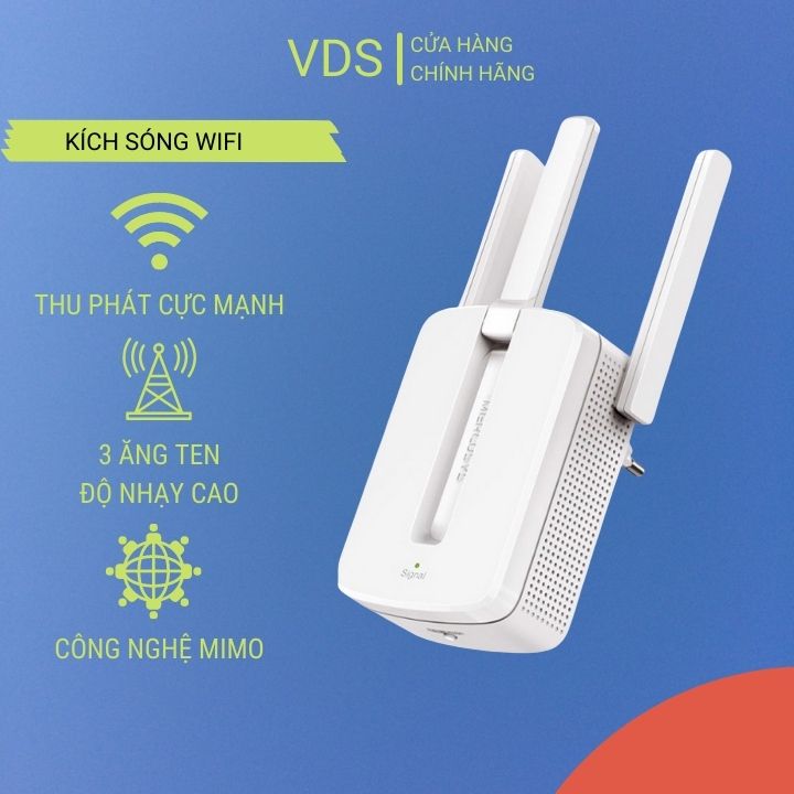 Bộ kích sóng wifi MERCUSYS MW300RE Chuẩn N 300Mbps mở rộng thu và phát wifi cực mạnh - Hãng phân phối chính thức