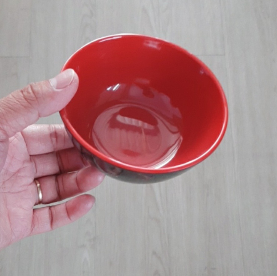 Chén cơm CO02 melamine nhựa hai lớp đỏ đen Sang Trọng -Cao Cấp