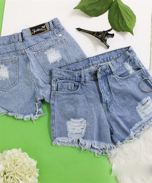 Quần short jeans nữ lưng cao rách