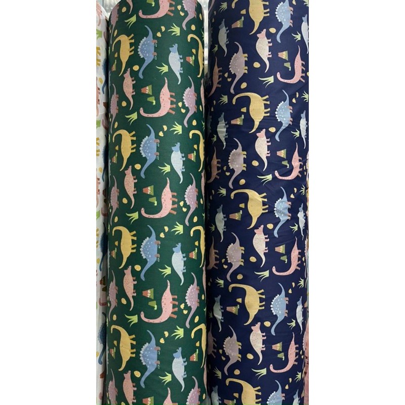Vải thô mặt lụa khủng long ăn cỏ 100% cotton thoáng mát