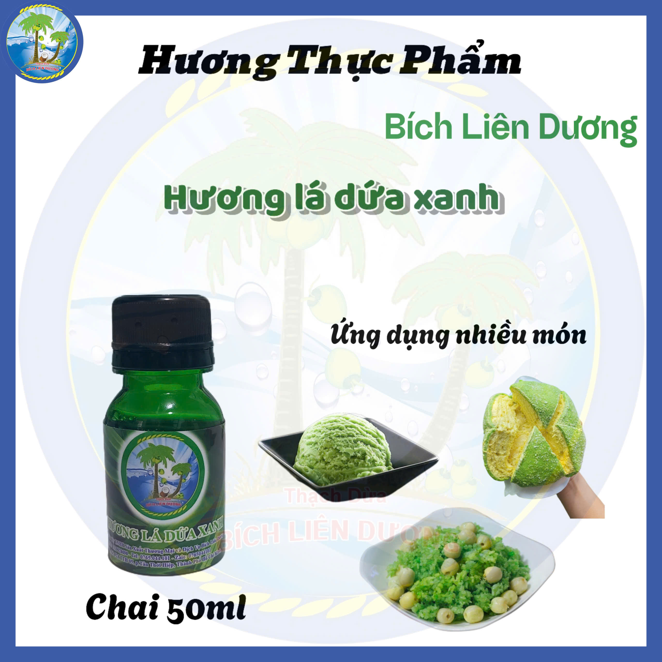 [Chai 50ml] Hương lá dứa xanh_Hương thực phẩm Bích Liên Dương