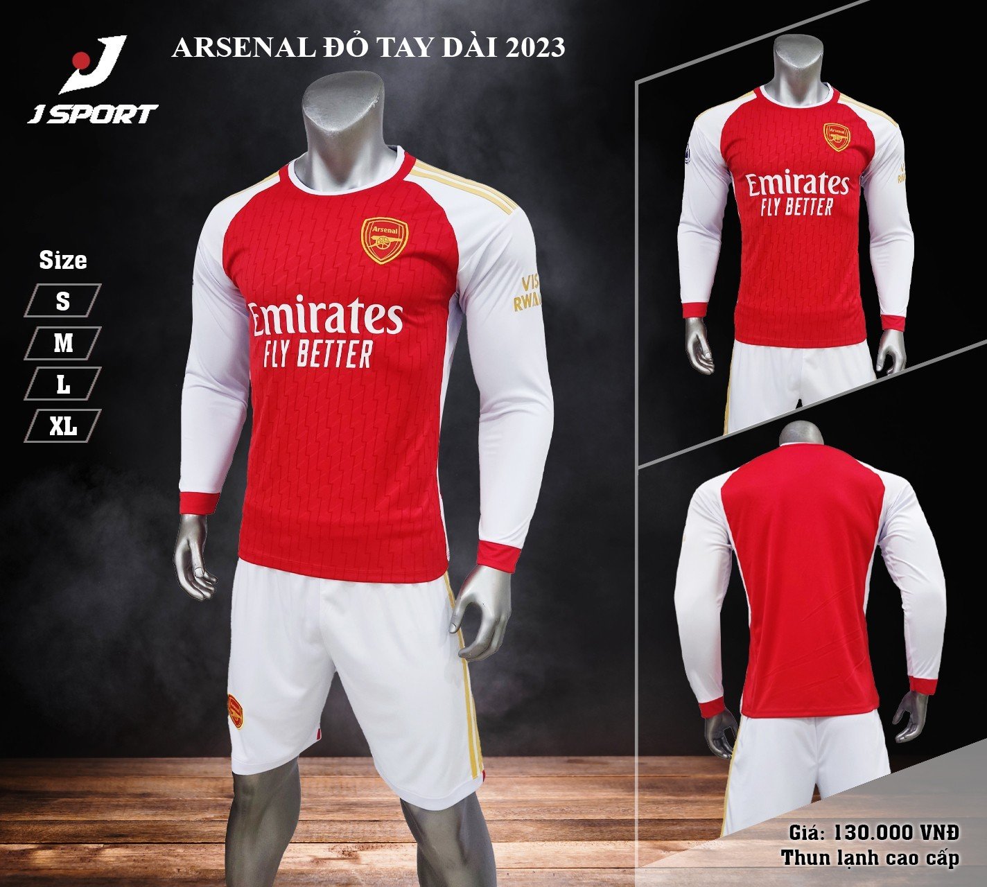 Bộ quần áo đá bóng Arsenal tay dài mùa giải  2023 - 2024