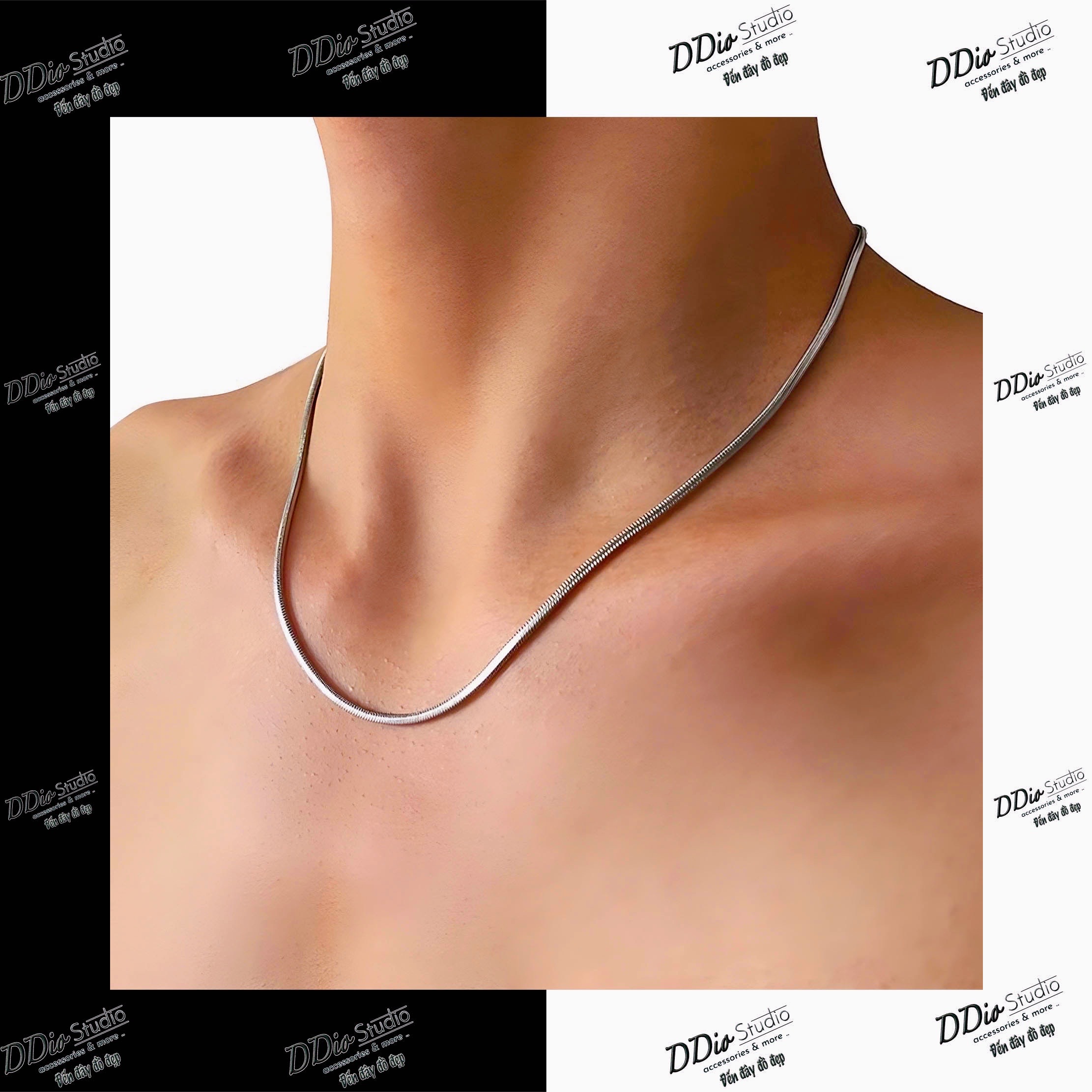 Dây chuyền ddio thiết kế basic dây tròn - titan không gỉ - phong cách thanh lịch, cool ngầu