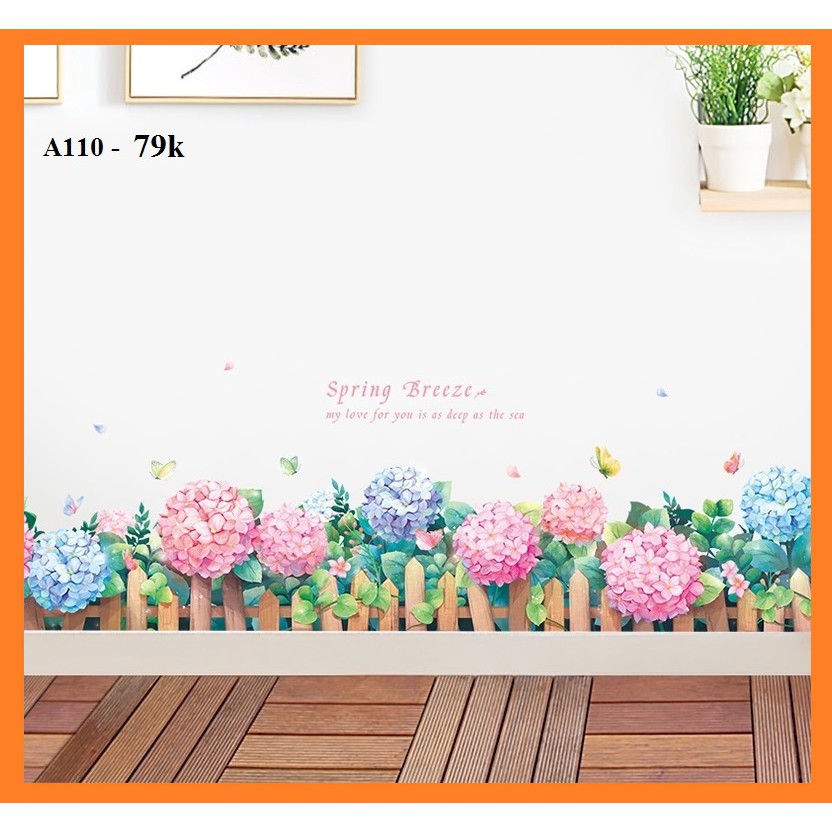 Decal dán tường Cẩm tú cầu A110 - Decal dán tường Hàn Quốc