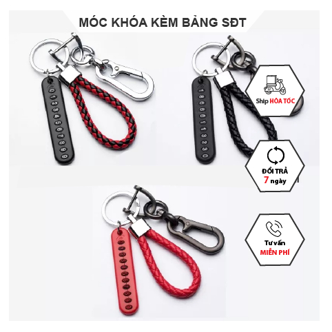 Móc treo chìa khóa kiêm bảng số điện thoại, móc treo chìa khóa ô tô kèm bảng số điện thoại tiện lợi